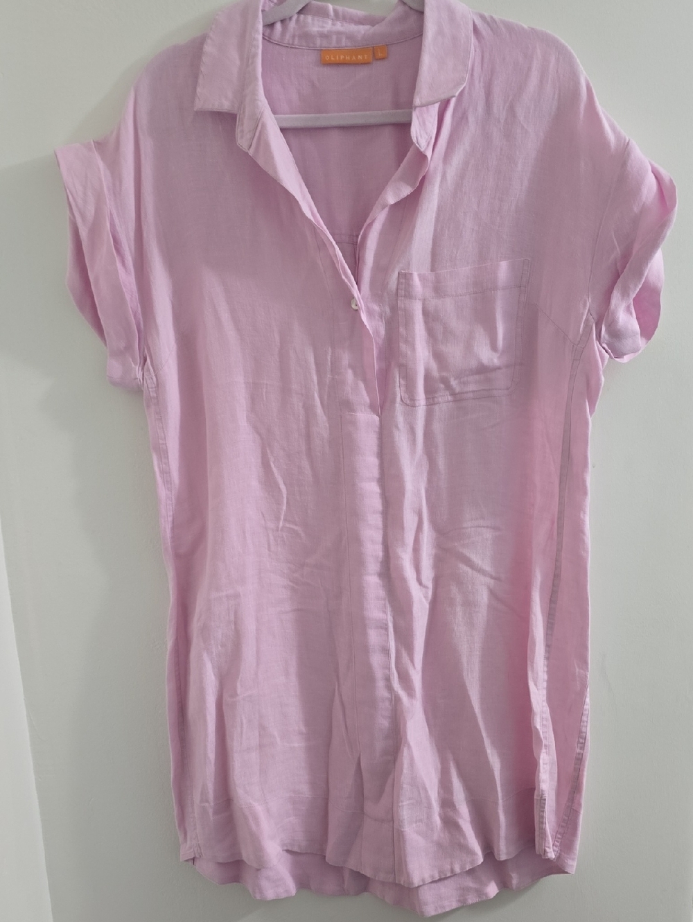 Oliphant Lavender Button-Up Linen Top